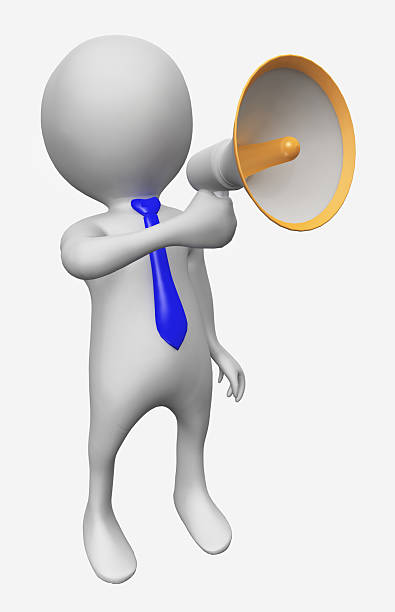 istock 3D figure with megaphone isolated on white background 2239502354