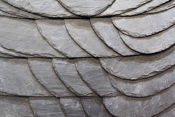 istock A traditional rooftop covered in overlapping, weathered slate shingles 2239505081