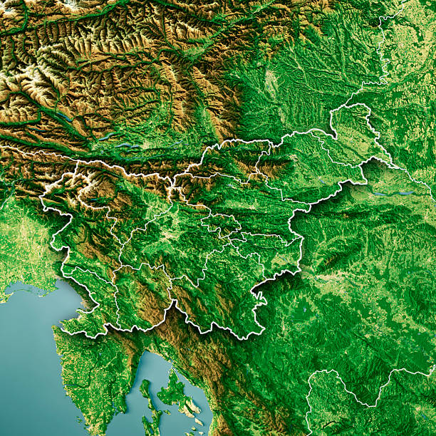 istock Slovenia Satellite Topographic Map 3D Render Color Region Border 2239514800