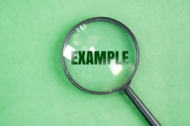 istock magnifying glass with example words and green background. 2239516294