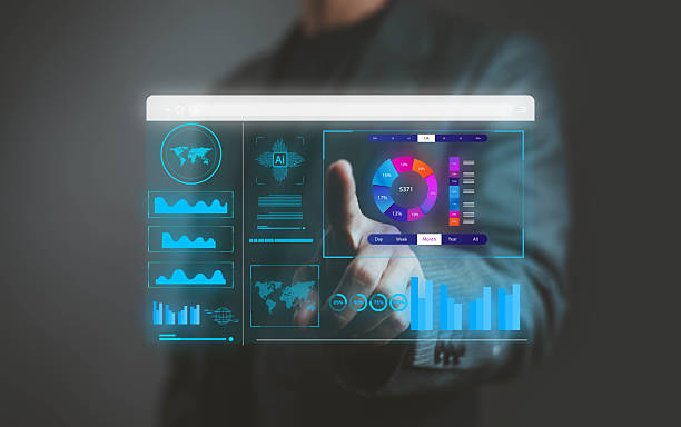 istock Businessman interacting with futuristic digital dashboard showing data analytics charts graphs and global statistics representing big data business intelligence financial analysis and smart technology 2239516844
