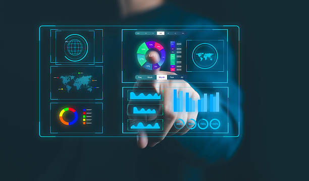 istock Businessman using futuristic AI data dashboard with colorful charts and global analytics interface, representing artificial intelligence, business intelligence, big data visualization, and digital. 2239516845