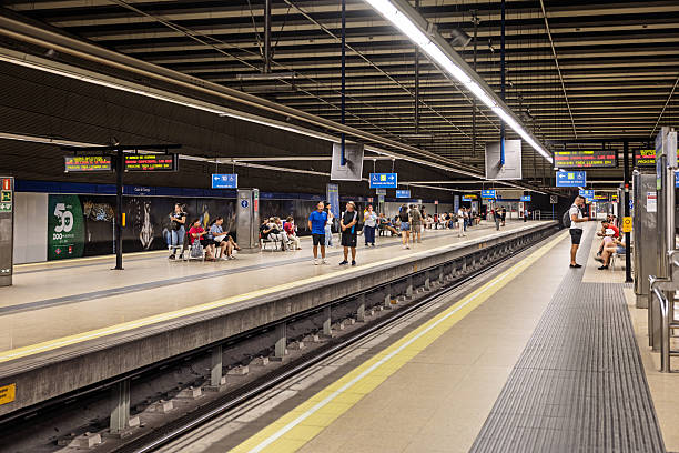 Sydney, Australia - January 15, 2025: Commuter move along the walkway near the Park St exit of the Sydney Metro at Gadigal Station