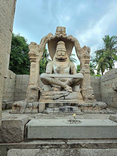 Beautiful Yoga-Narasimha monolith monument in Hampi