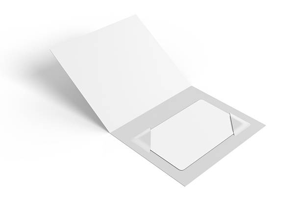istock 3D Gift Card with holder mockup, open Leaflet, bifold isolated on background. Blank folder paper template for presentation credit card, key card, notecards, invitation, branding, special offers, Ads 2239521271