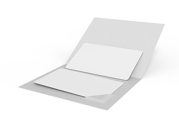 istock 3D Gift Card with holder mockup, open Leaflet, bifold isolated on background. Blank folder paper template for presentation credit card, key card, notecards, invitation, branding, special offers, Ads 2239521272