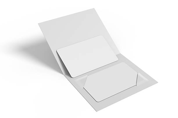 istock 3D Gift Card with holder mockup, open Leaflet, bifold isolated on background. Blank folder paper template for presentation credit card, key card, notecards, invitation, branding, special offers, Ads 2239521274