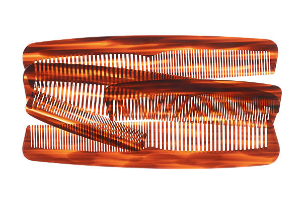 Set of combs on a white background. Top view