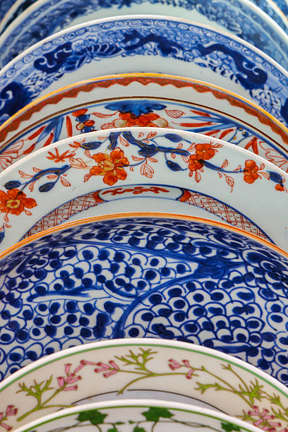 Ancient Dutch porcelain dishes from Delft, The Netherlands