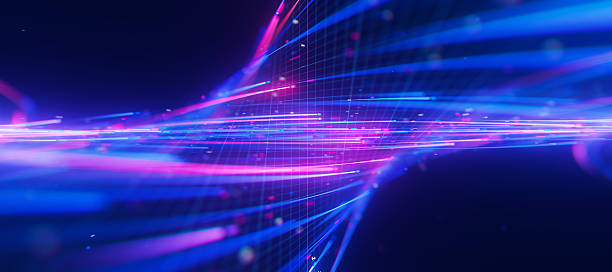 istock Closeup of bigdata light speed twisted flow with shallow DOF. Abstract digital data stream of quantum computing. Cyberspace of qubit trails. Modern tech information transmission. 2239548580