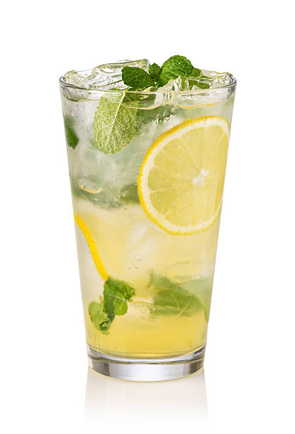 istock Glass with lemon lemonade and ice 2239553437