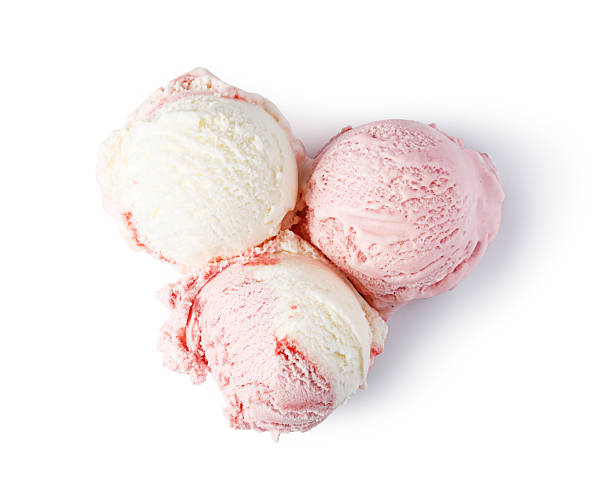istock Three scoops of ice cream melting on white background 2239554157