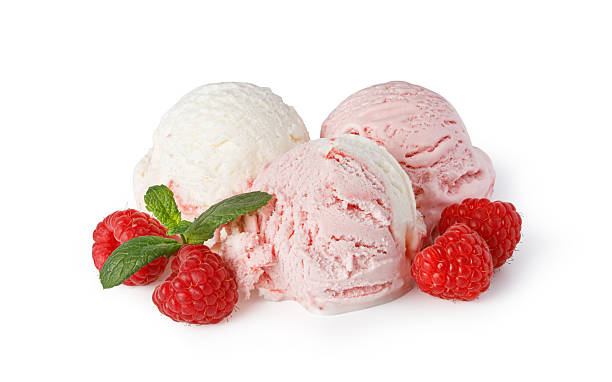 istock Delicious raspberry ice cream scoops with fresh mint and raspberries 2239554167