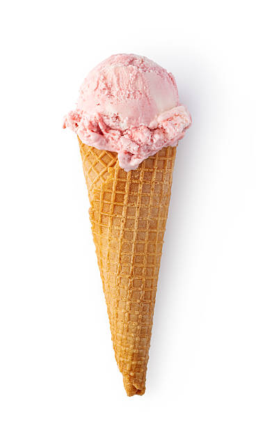 istock strawberries ice cream waffle cone on white background 2239554212