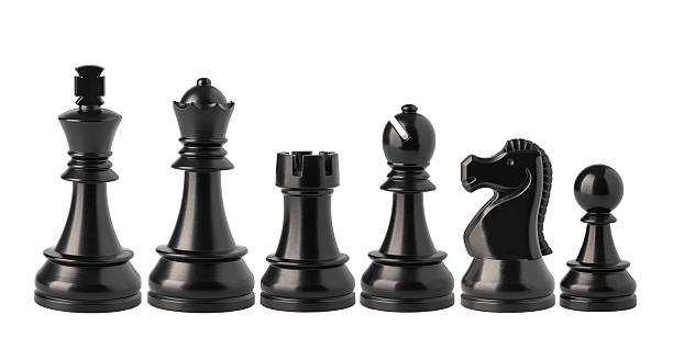 istock Black and white chess pieces floating on white background 2239554765