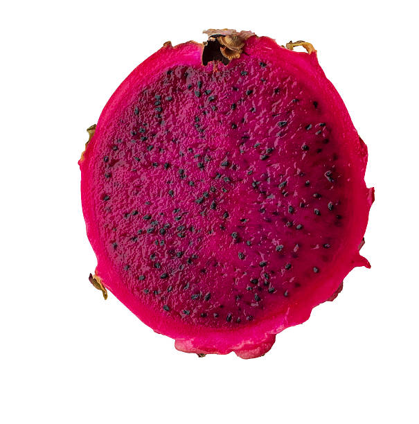istock Red Dragon Fruit Cut in Half Isolated on White Background 2239558486