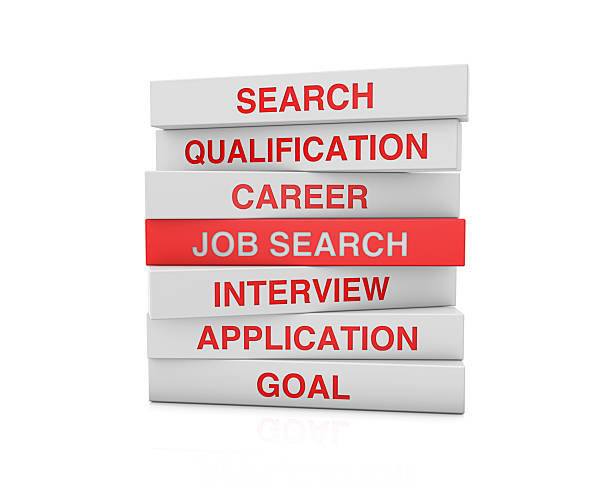 Job Search Related Words Written Wood Blocks On White Background