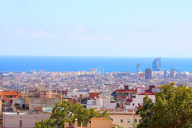 Panorama of Barcelona and Gaudi Houses shot from Park Guell