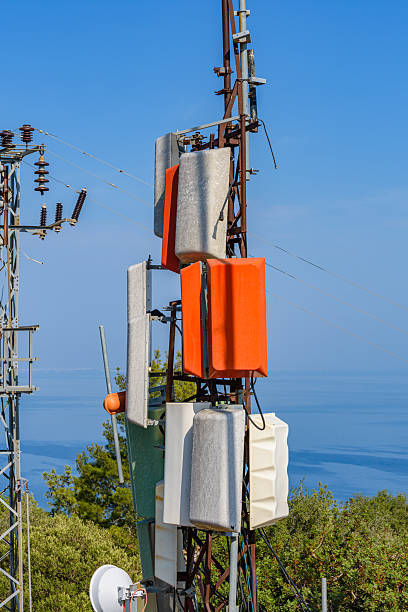 istock Telecommunication antennas and wireless communication antenna transmitter against the blue sky 2239578972