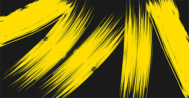 Abstract Yellow Brush Stroke Wavy Background. ​Dynamic Hand Painted Calligraphy Style Line Art. ​Grunge Graffiti Style Continuous Swirl Texture