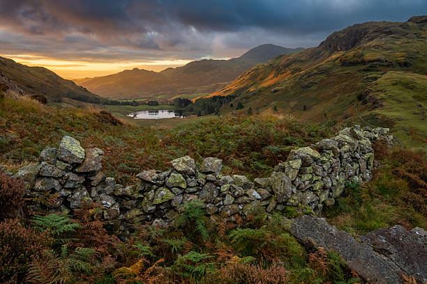 istock Dry Stone Wall Overlooking Blea Tarn at Sunrise, Lake District, UK 2239581133