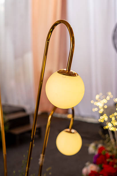 Elegant Golden Floor Lamp with Spherical Warm Lights