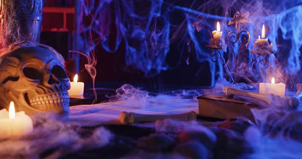 istock Halloween Themed Still Life with Skull and Candles 2239589246