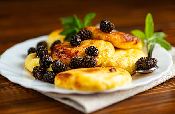 Delicious breakfast pancakes with forest pine cone jam.