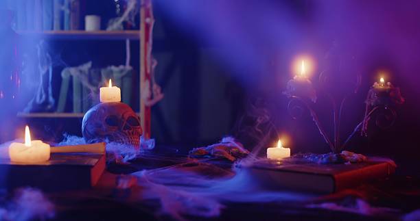istock Halloween Night with Glowing Candles and Skull 2239592069