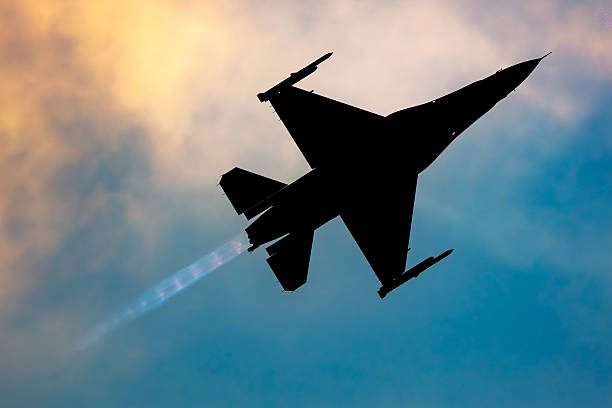 Radom, Poland - August 28, 2025: Polish Air Force Lockheed Martin F-16 fighter jet flying at twilight during training for the Radom Airshow, shortly before the tragic accident.