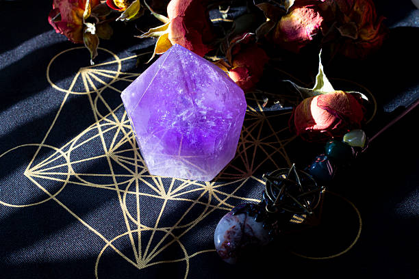 istock Crystal Healing Grid with Amethyst Crystals 2239619039