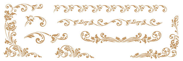 Vintage swirl-style ornament. Russian style, leaf pattern, elegant filigree ornament. Golden arabesque decorative elements. Vector Slavic traditional motif. Suitable for card, wedding, and invitation.