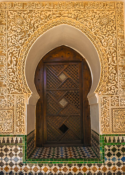 Islamic door decoration at the El Mechouar Palace or the Zianide Royal Palace is the former official residence of the Zayyanid dynasty in the city of Tlemcen, Algeria.