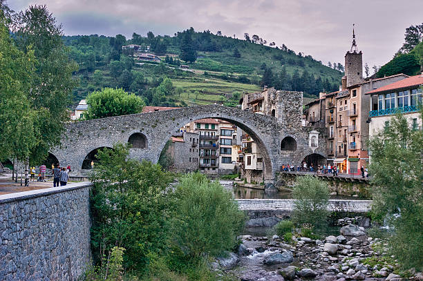 istock Camprodon medieval town puente nuevo over Ter river 2239626653