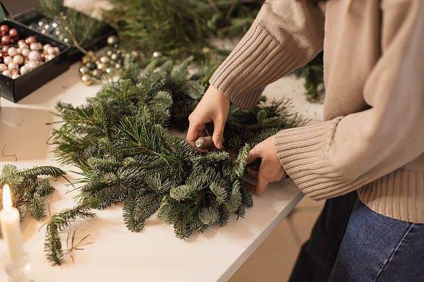 istock Advent Wreath. Christmas decor. Craft 2239637122