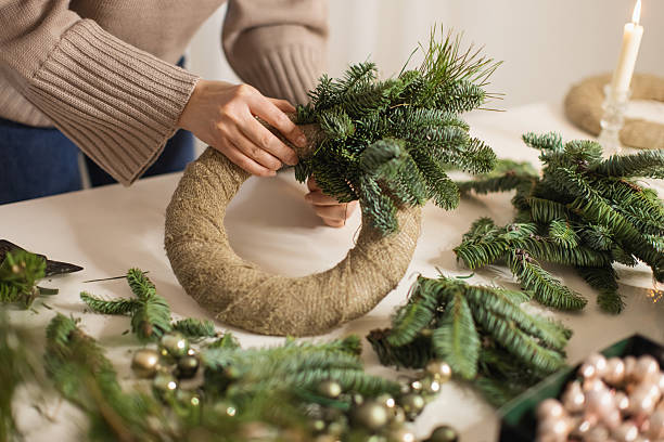 istock Advent Wreath. Christmas decor. Craft 2239637123