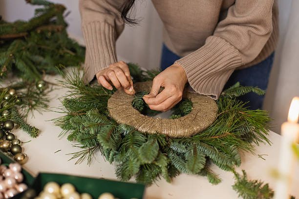 istock Advent Wreath. Christmas decor. Craft 2239637163