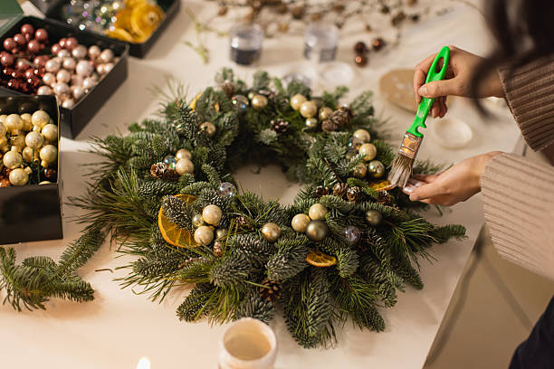istock Advent Wreath. Christmas decor. Craft 2239637275