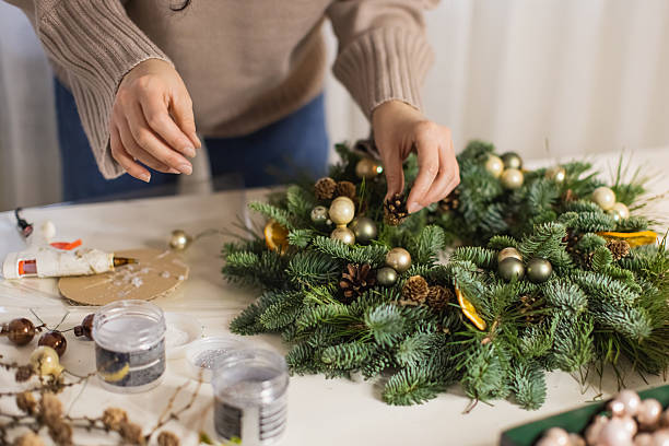 istock Advent Wreath. Christmas decor. Craft 2239637336