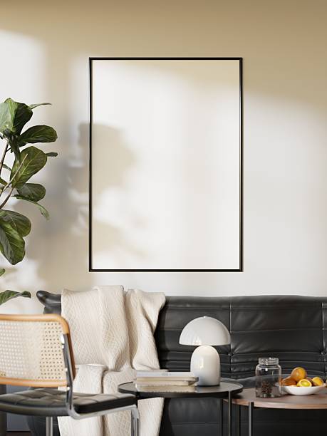 istock Minimalist Modern Living Room Interior with Poster Frame Mockup - 3d Render 2239649700