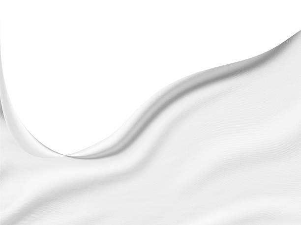 istock Elegant abstract composition featuring flowing swath of white or very light gray fabric draped across lower and right portions of frame set against pure white background 2239682942