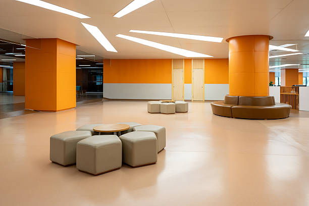 istock Leisure sofas in the empty hallway of the library 2239686516