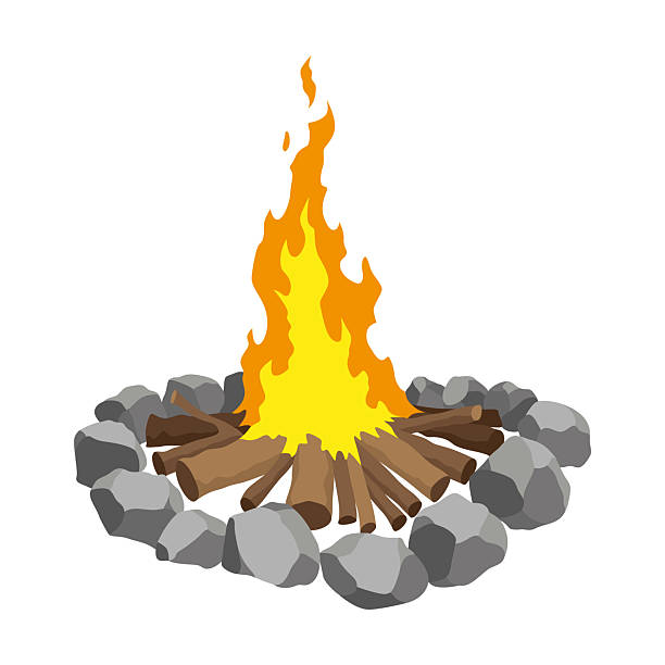 istock Fireplace campfire type. Burning wood, travel and adventure symbol. Vector bonfire or woodfire in cartoon flat style. Tourist bonfires in stack 2239688537
