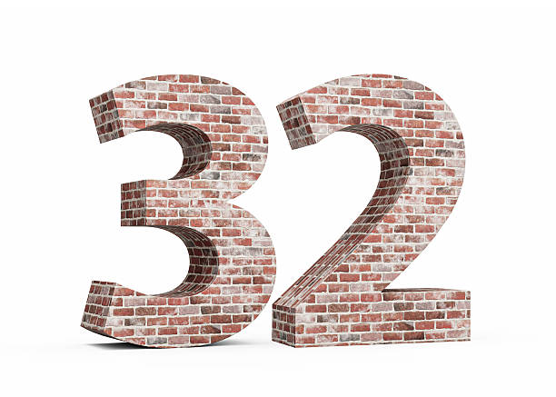 istock Number Thirty Two 32 Digit Made Of Old Grunge Texture Wall Of Bricks 3D Illustration 2239692721