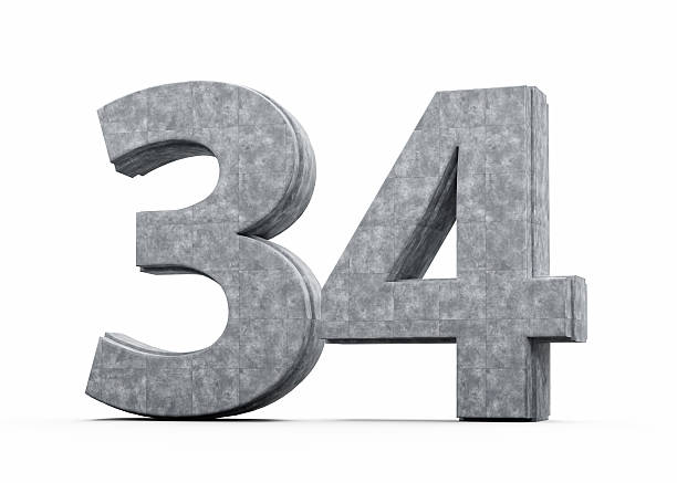 istock Concrete Number Thirty Four 34 Digit Made Of Grey Concrete Stone White Background 3d Illustration 2239692745