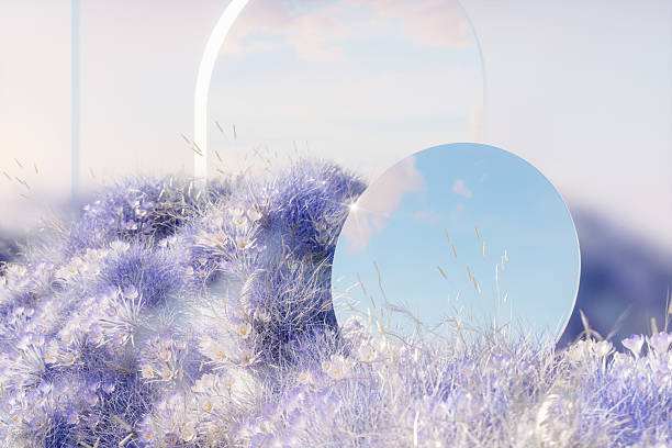 istock Abstract winter landscape scene with a mirror reflecting the sky. 3d rendering 2239696611