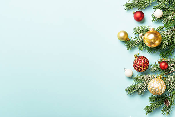 istock Christmas white and golden decorations on blue background with space for design. 2239698756