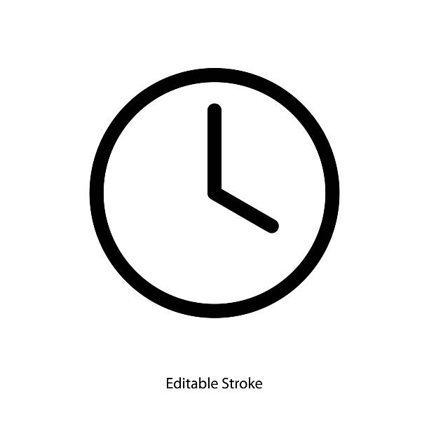 Time simple outline icon editable stroke. Vector illustration