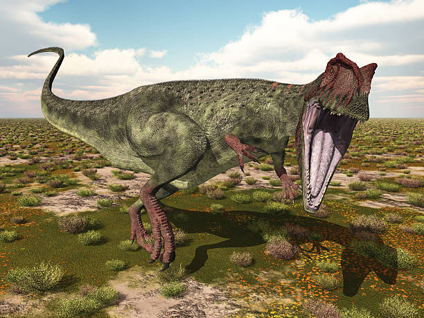istock Dinosaur Giganotosaurus in a landscape 2239707746