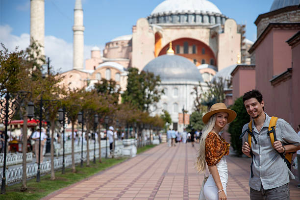 istock Young tourists student on Istanbul excursion 2239709737